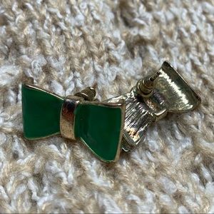 Green bow earrings